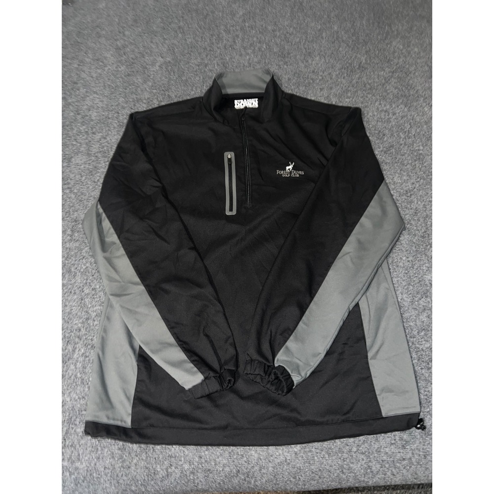 Straight Down Forest Dunes Golf Club Mens Large Black Gray Quarter Zip Pullover